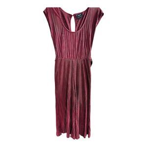 Anthropologie Maeve Sonata Wide Leg Pleated Cropped Jumpsuit sz‎ 2 Ribbed Red